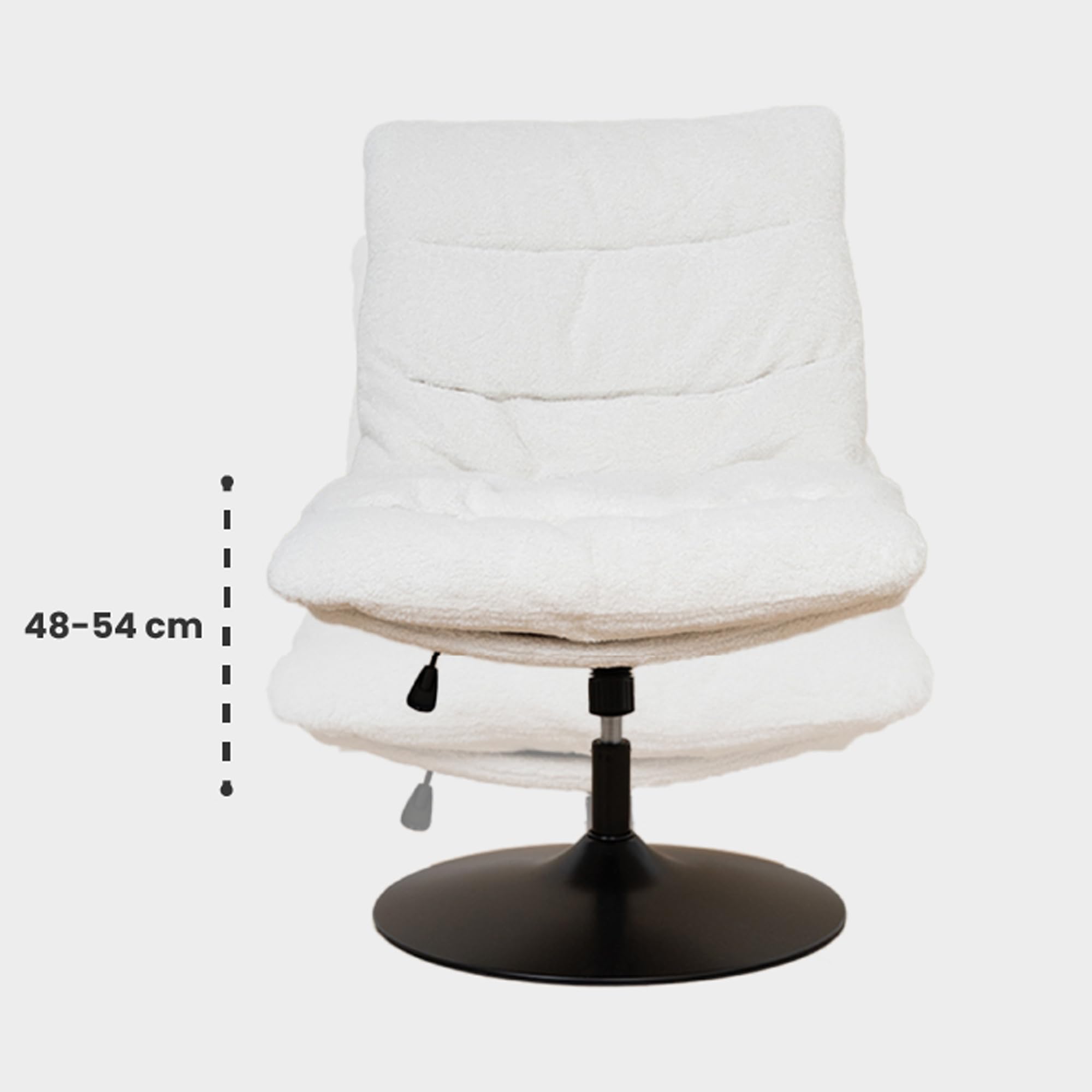 MEUBLE Cosy Sillón Giratoria 360° Butaca de Salón Función de Inclinación con Asiento Grueso Respaldo sin Reposabrazos en Tela de Bucle Blanco