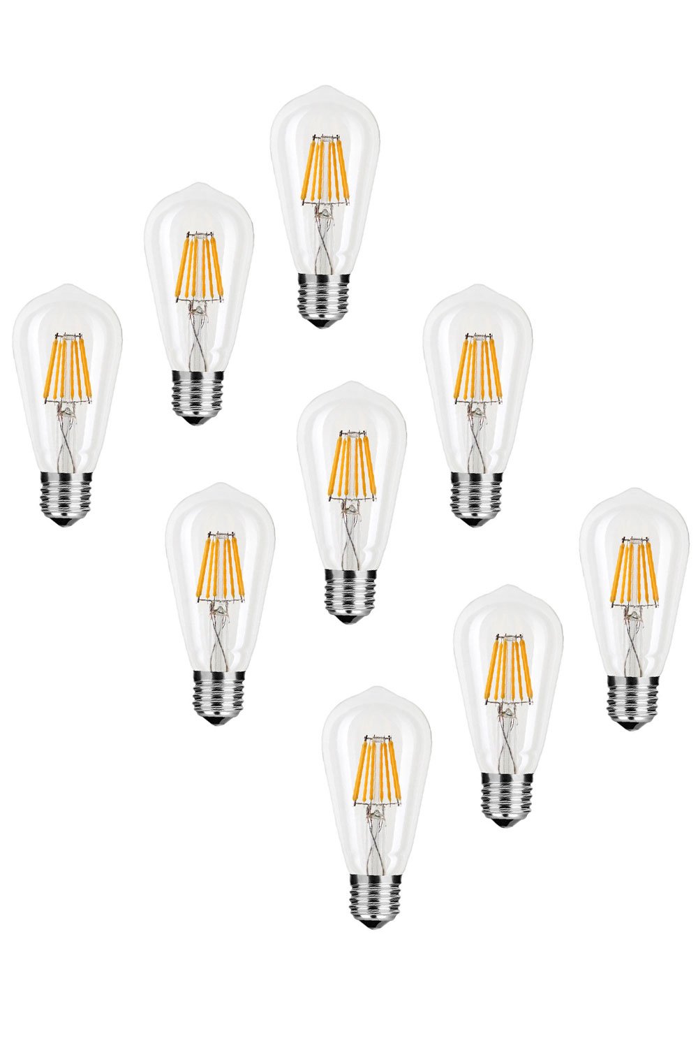 9er Pack ST58 LED Filament 8W/827 E27 2700K echtes Warmweiß 750LM, 360° Abstrahlwinkel, AC 220-240V