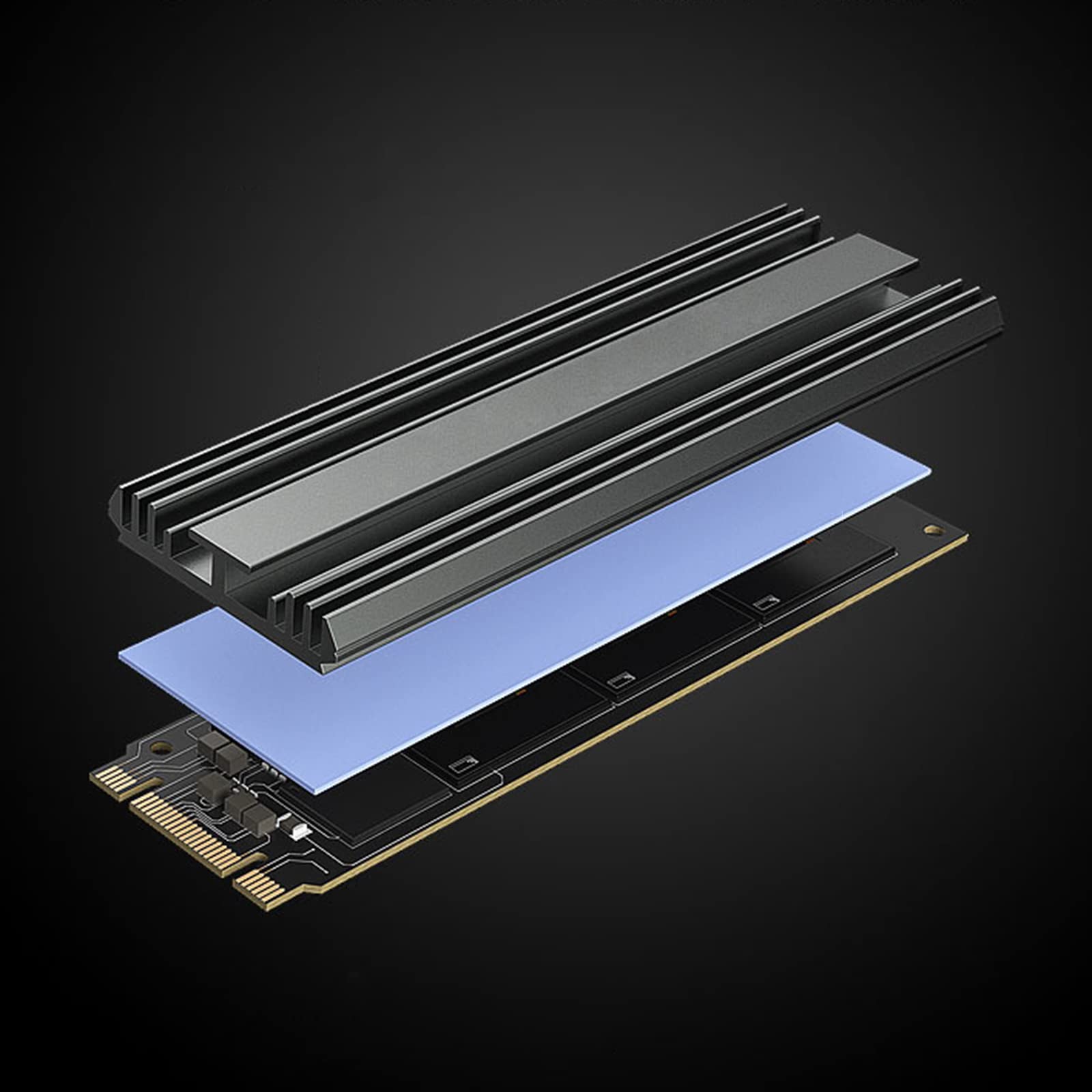 Ldabrye Heatsink Aluminum for M.2 Cooling Cooler Heat Sink Heat Thermal Pad for M.2 NVME PCIE 2280 SSD Hard Disk 5 Radi