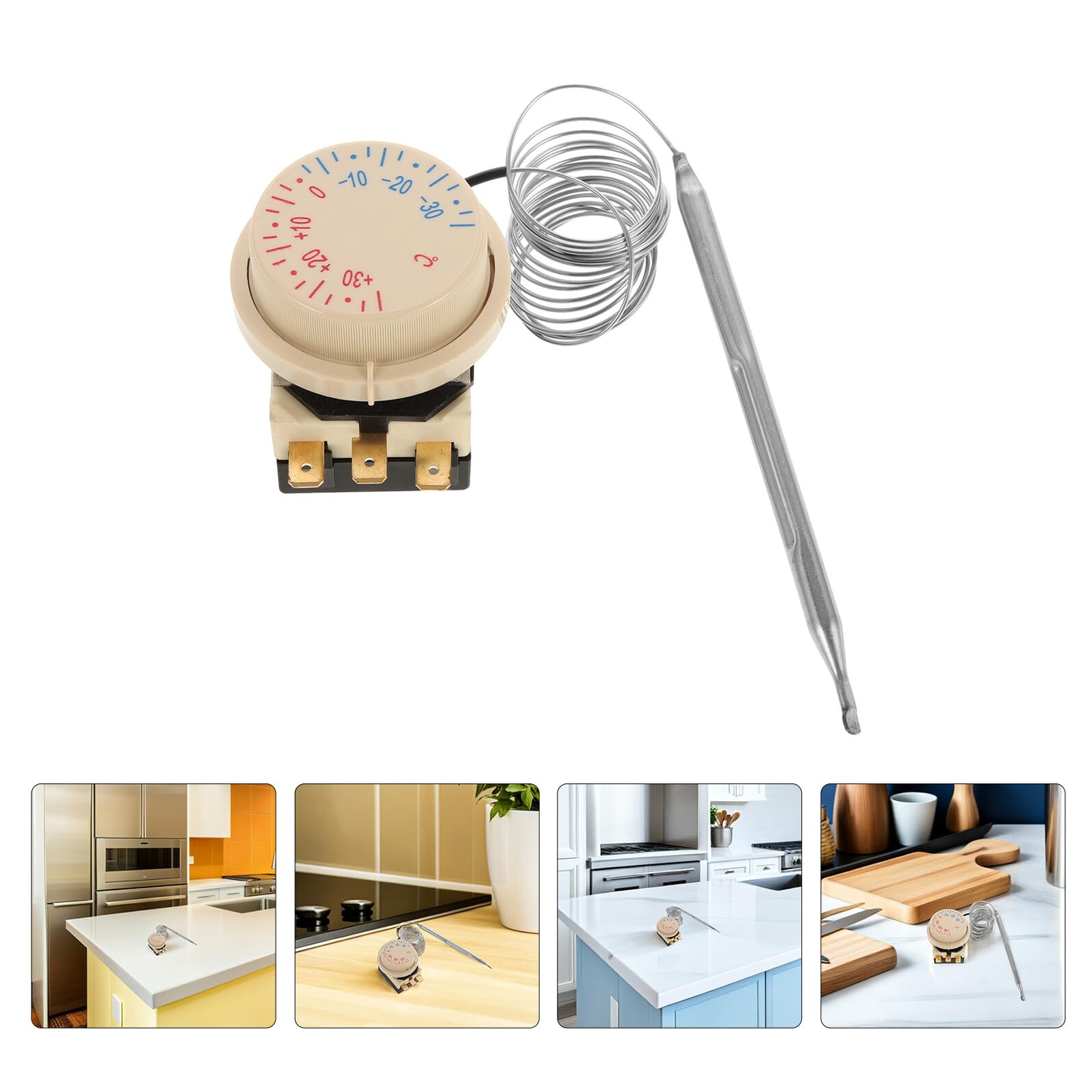Lot de 2 Thermostats Mécaniques Réglables à ±35 °C en Acier Inoxydable pour Réfrigérateur et Congélateur Régulateur de Température pour Contrôle Précis du Froid Remplacement