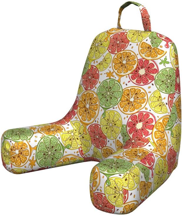 Lunarable Lemonade Reading Pillow Cover, Vibrant Fresh Mandarin Grapefruit Orange Slices in Various Juice Summer Graphic, Unstuffed Printed Bed Rest Case from Soft Fabric, XL Size, Multicolor