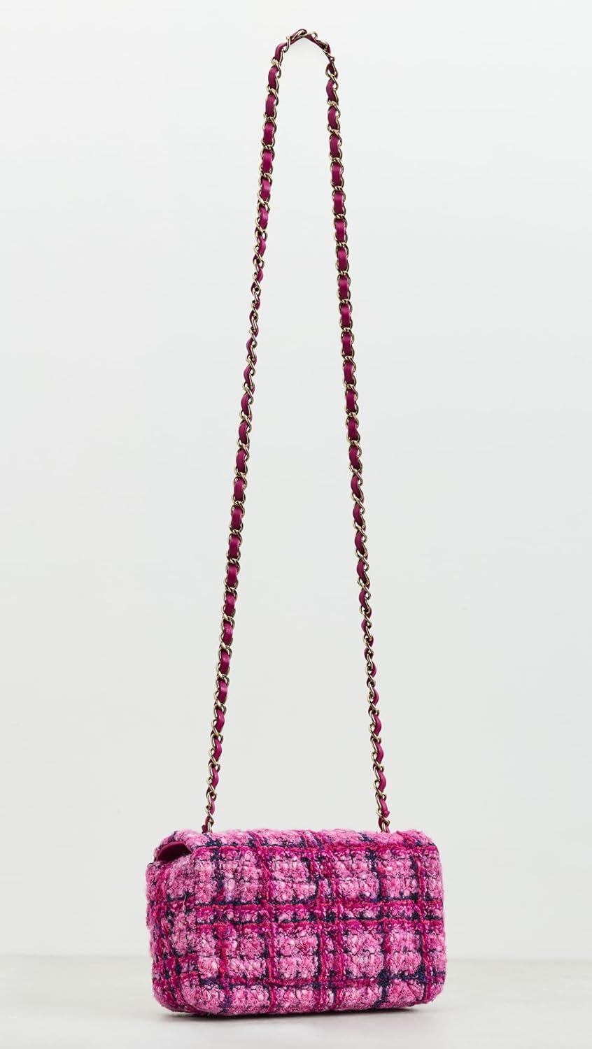 WHAT GOES AROUND COMES AROUND Women's Pre-Loved Chanel Pink Tweed Rectangular Flap Mini Bag - Image 3