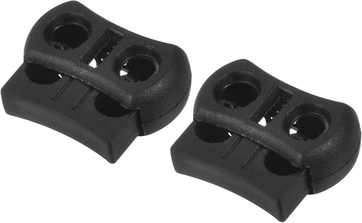 METALLIXITY Plastic Cord Locks (0.2")20pcs, Double Hole Spring Toggle Stopper End Cord Stopper Slider Cord Fastener for Drawstring Shoelaces Clothing Backpack, Black