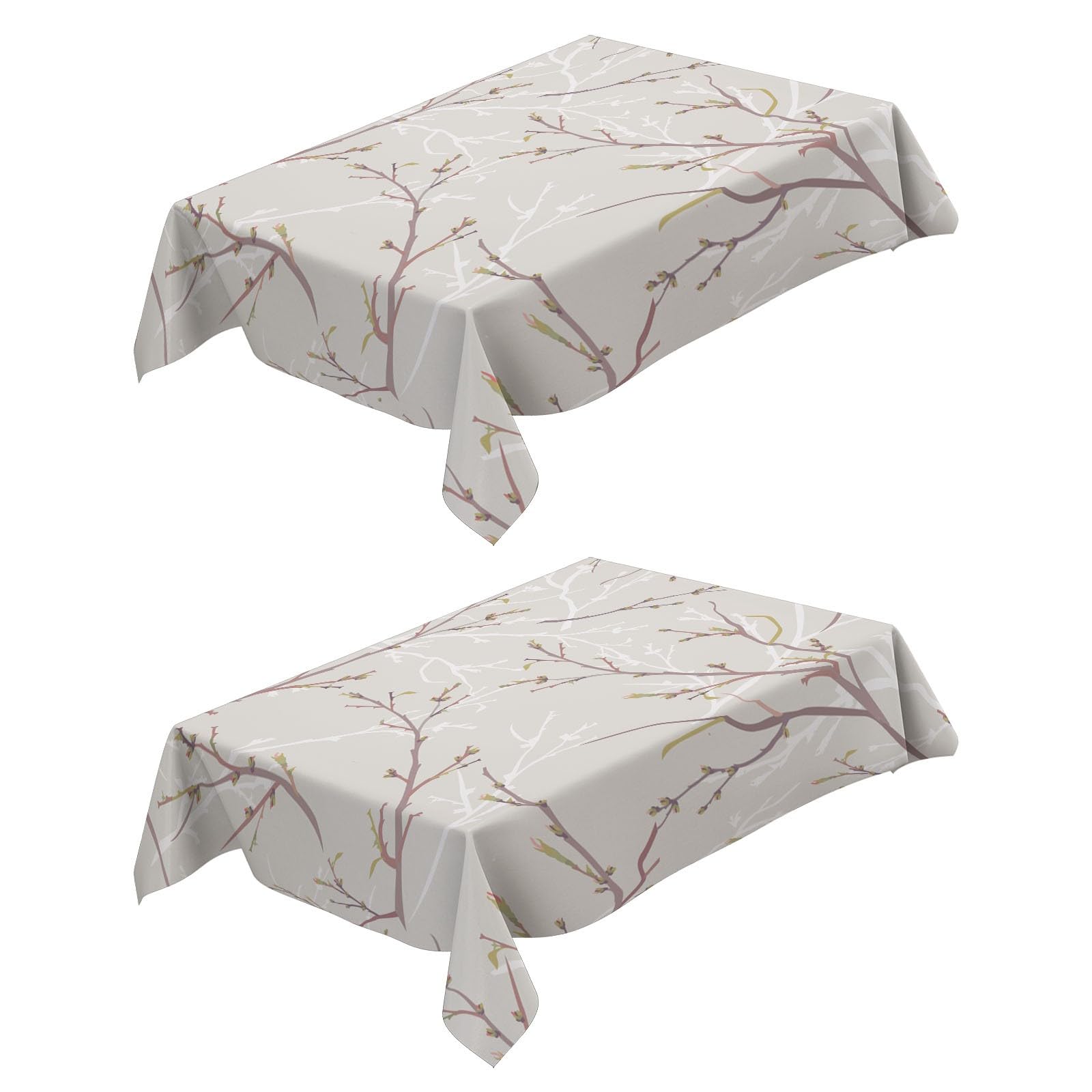 Nappe 140x140 cm rectangulaire en coton et lin imperméable pour table de cuisine, lot de 2