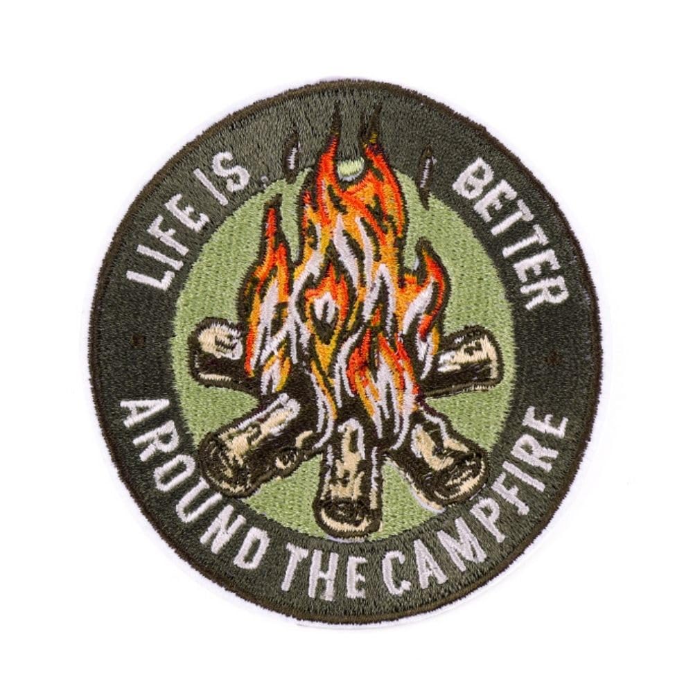 Velcro Hook Patch, Tacti-Cool ADVENTURE Collection, Campfire for bag/vest, tech gadgets for kids & adults, for school backpack, for pencil case, for gym bag, gift for men/women 7.5x7.8