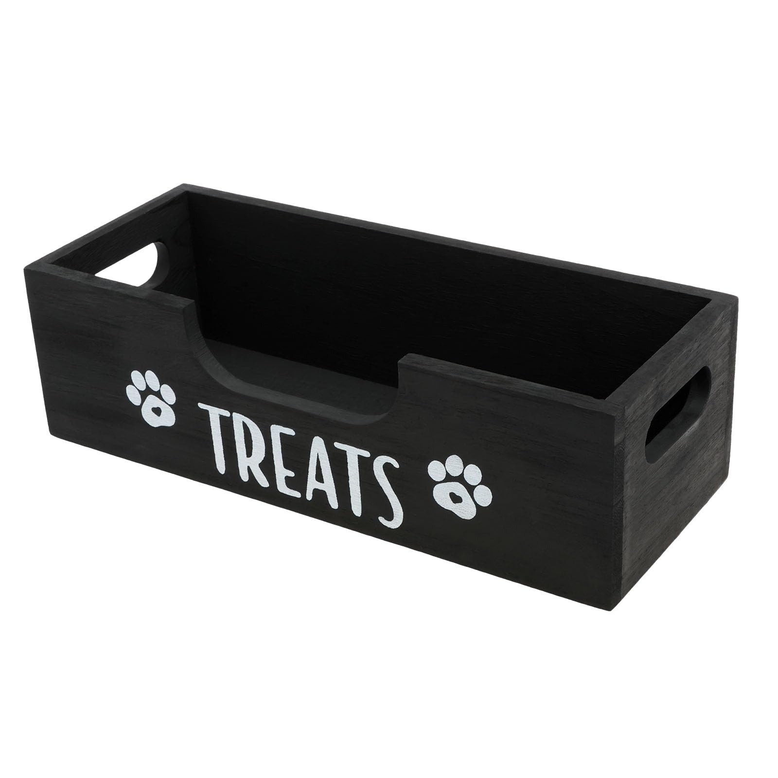ZJRDYYK Dog Treat Container for Counter, Wooden Dog Food Storage Container, Dogs Treat Jar for Countertop, Farmhouse Practical Pet Cat Dogs Treats Storage Containers (Black)
