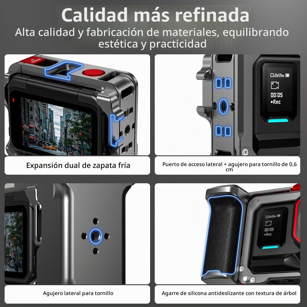 Paquete de Empuñadura Xplorer para Insta360 Ace Pro 2, Disparo Mango Metal Cámara Jaula Horizontal Vertical Marco Accesorios para Insta360 Ace Pro/Ace Pro 2