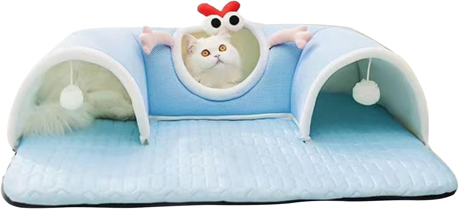 Tunnel for Cats | Large Cat Nest Bed Play Tunnel,Pet Supplies Cushion Sleeping Mat for Small Animal Puppy Bunny Kitten Enrichment Boredom Apartment Home Winter Summer