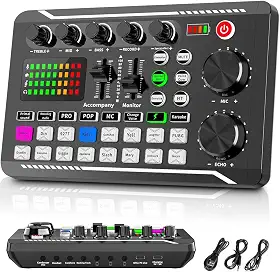 Placa de Som Ao Vivo, Mixer de Profissional, Porta USB, Com Cancelamento de Ruído, Existem 16 Efeitos Sonoros, Para Gravação de Podcasts e Transmissão em Direto