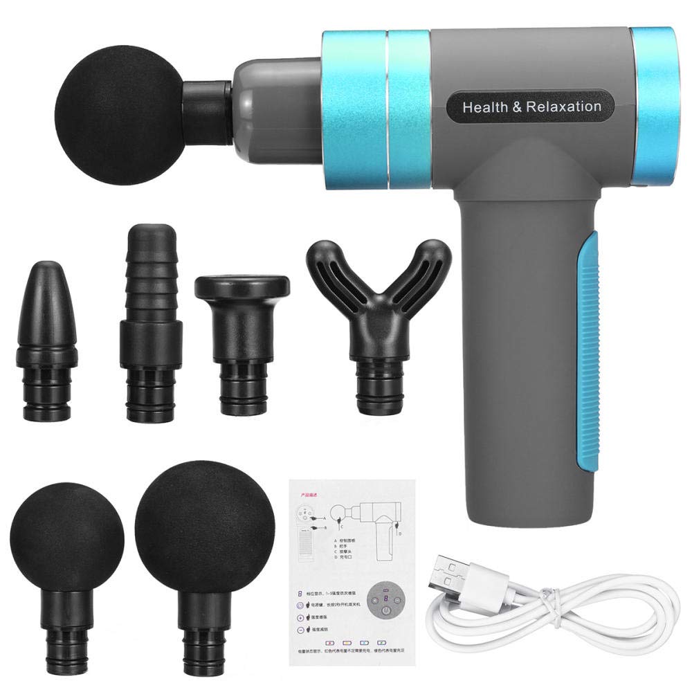 massaggiatore muscolare terapia sportiva rilassamento sollievo dal dolore shaper dimagrante corpo 6 teste 7200r / min-1_Blu
