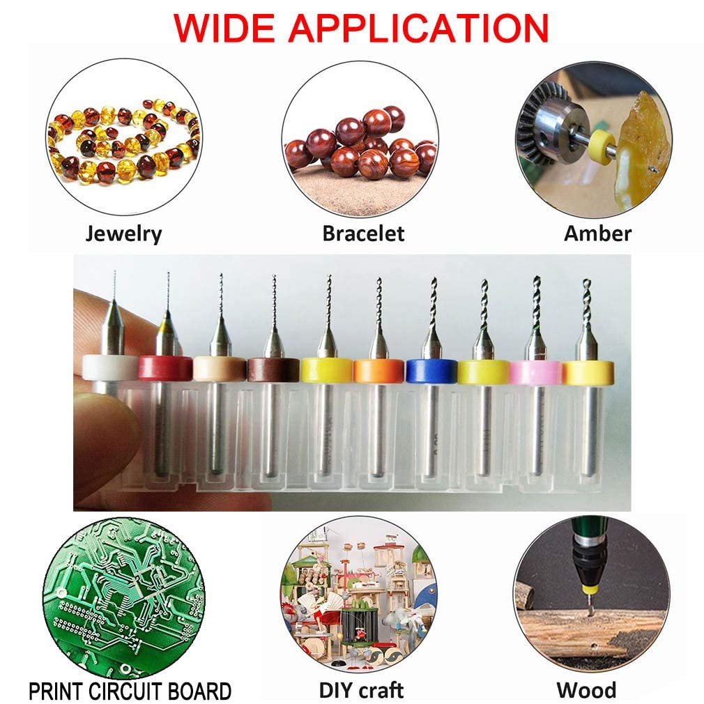 30 pezzi Punte da PCB Micro,Mini Trapano 0,3/0,4/0,5/0,6/0,7/0,8/0,9/1/1,1/1,2 mm Punta Twist Bits per Circuiti Stampati,Ambra,Cera d'api,Plastica,Gioielleria,Incisione