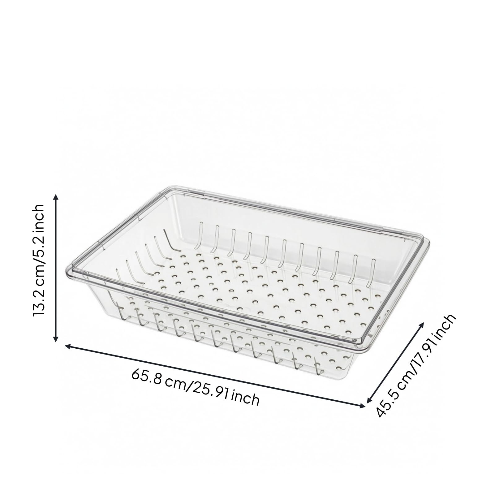Contenitore Alimentare Trasparente Resistente Contenitore Impilabile con Coperchio Spesso Scatola di Plastica con, 65.8cm X 45.5cm X 13.2cm, Contenitore Drenante Traforato