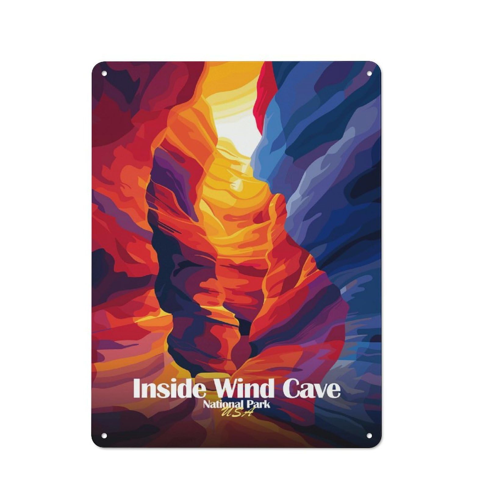 Junmoney Style-8 Vintage Tin Sign 40X30cm With Inside Wind Cave National Park Art For Guest Room Or Hallway, For Retro Home Interiors, For Garage And Workshop Walls
