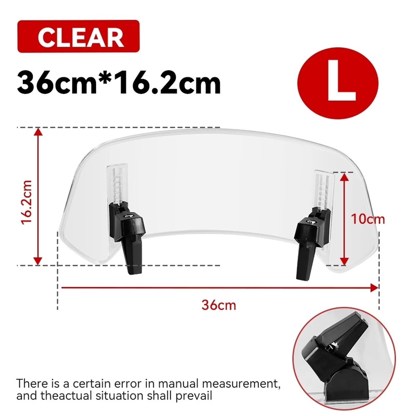 Parabrezza Deflettore aria per parabrezza universale Risen Clip On per moto BMW R1200GS XADV Tmax Scooter(Large Clear A)