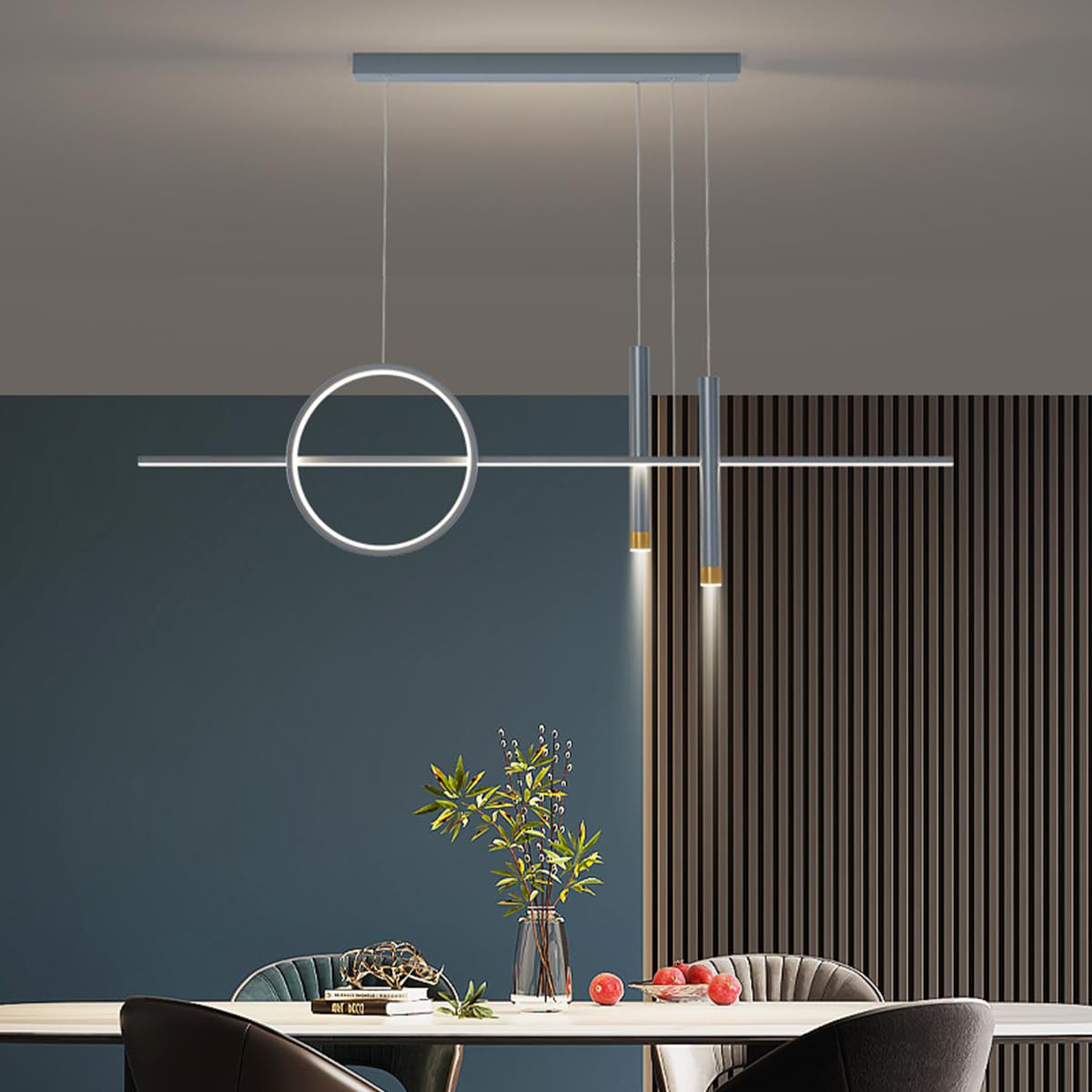 Luces colgantes LED lineales para mesa de comedor con control remoto regulable 8
