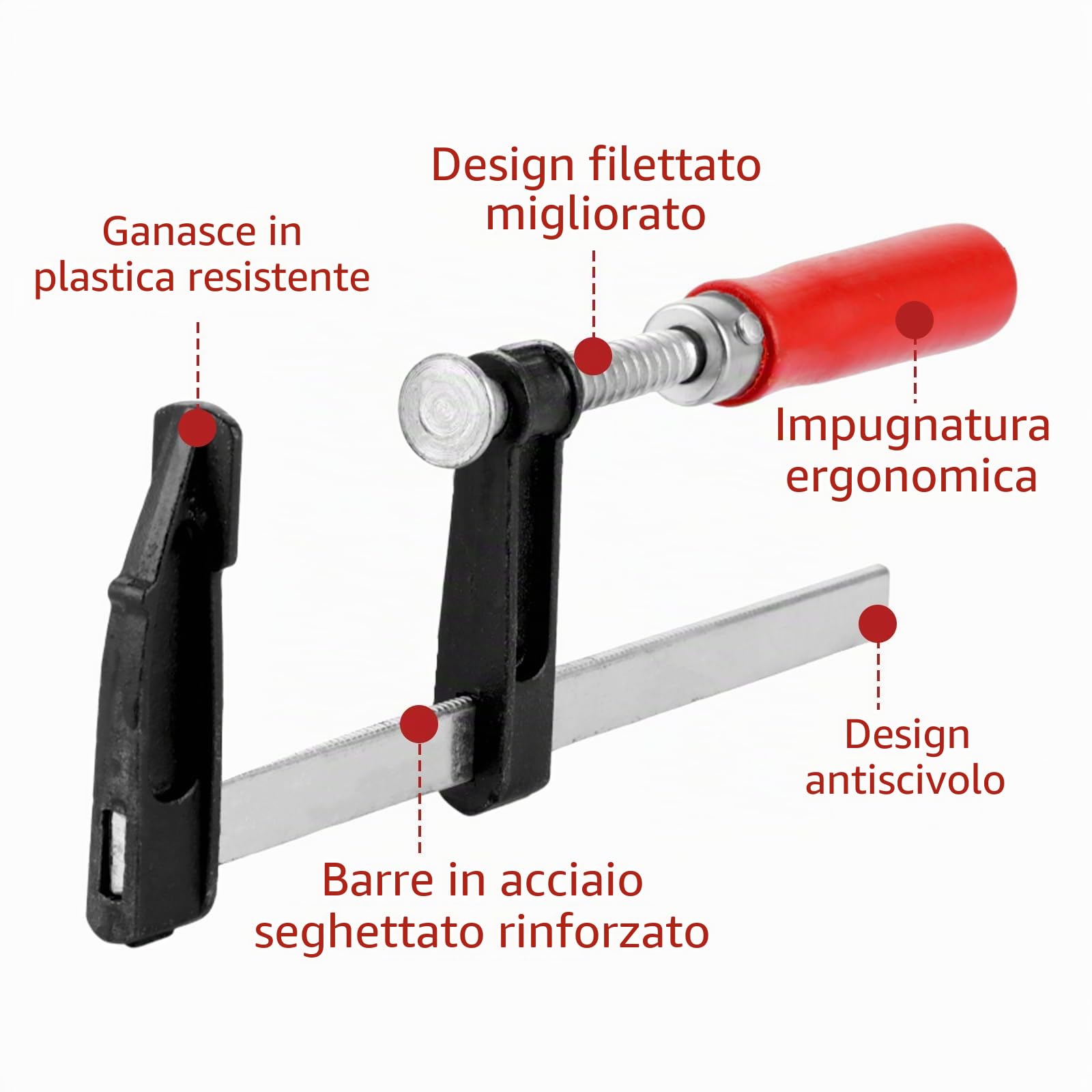 YAYODS Set di 10 Morsetti a Vite per Legno, 5 Pezzi da 150x50mm e 5 Pezzi da 200x80mm, Strettoi Professionali con Impugnatura Ergonomica e Protezioni in Plastica, Ideali per Falegnameria e Fai-da-Te