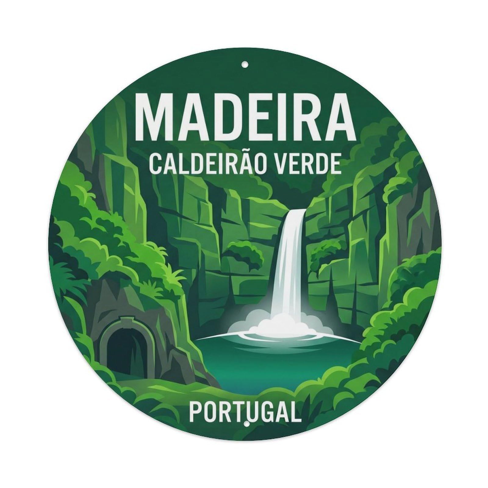 Olhnbad 08X08inch Style Artful Portugal Madeira Cityscape Seaside Travel Art Metal Tin Sign