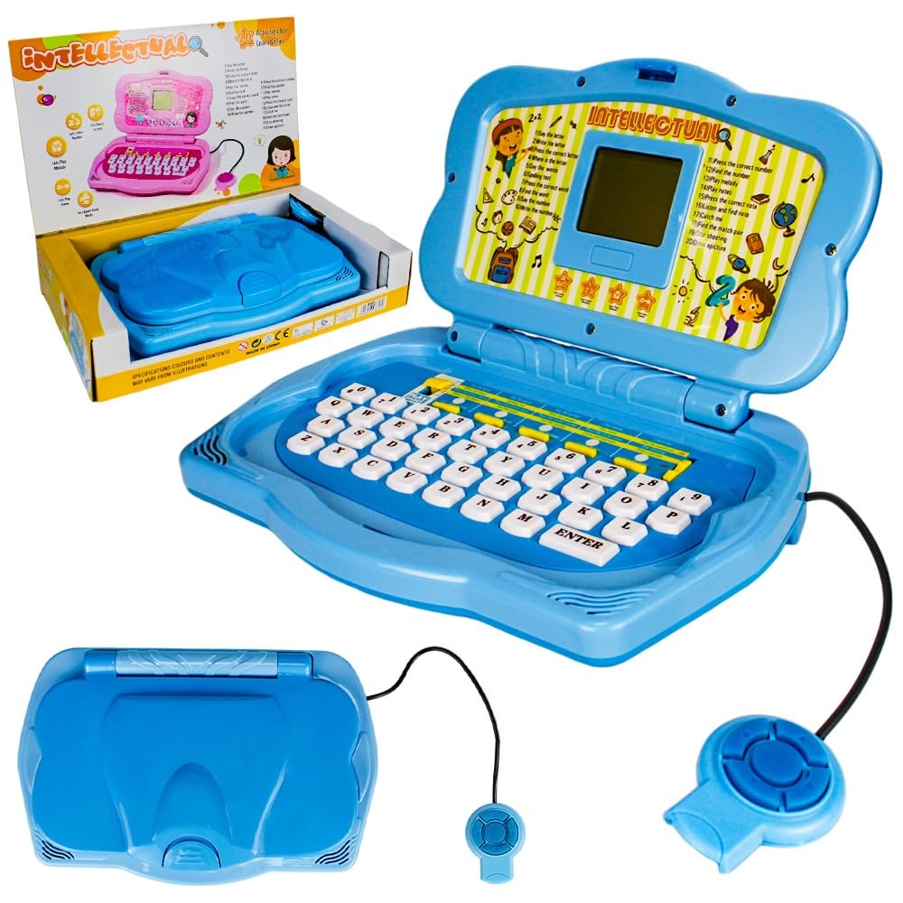 UKRLearning Laptop Toy Educational 20 Activities Electronic Learning Computer for Kids Interactive Toys for Toddlers Preschool Fun Early Education STEM Toys (Blue)