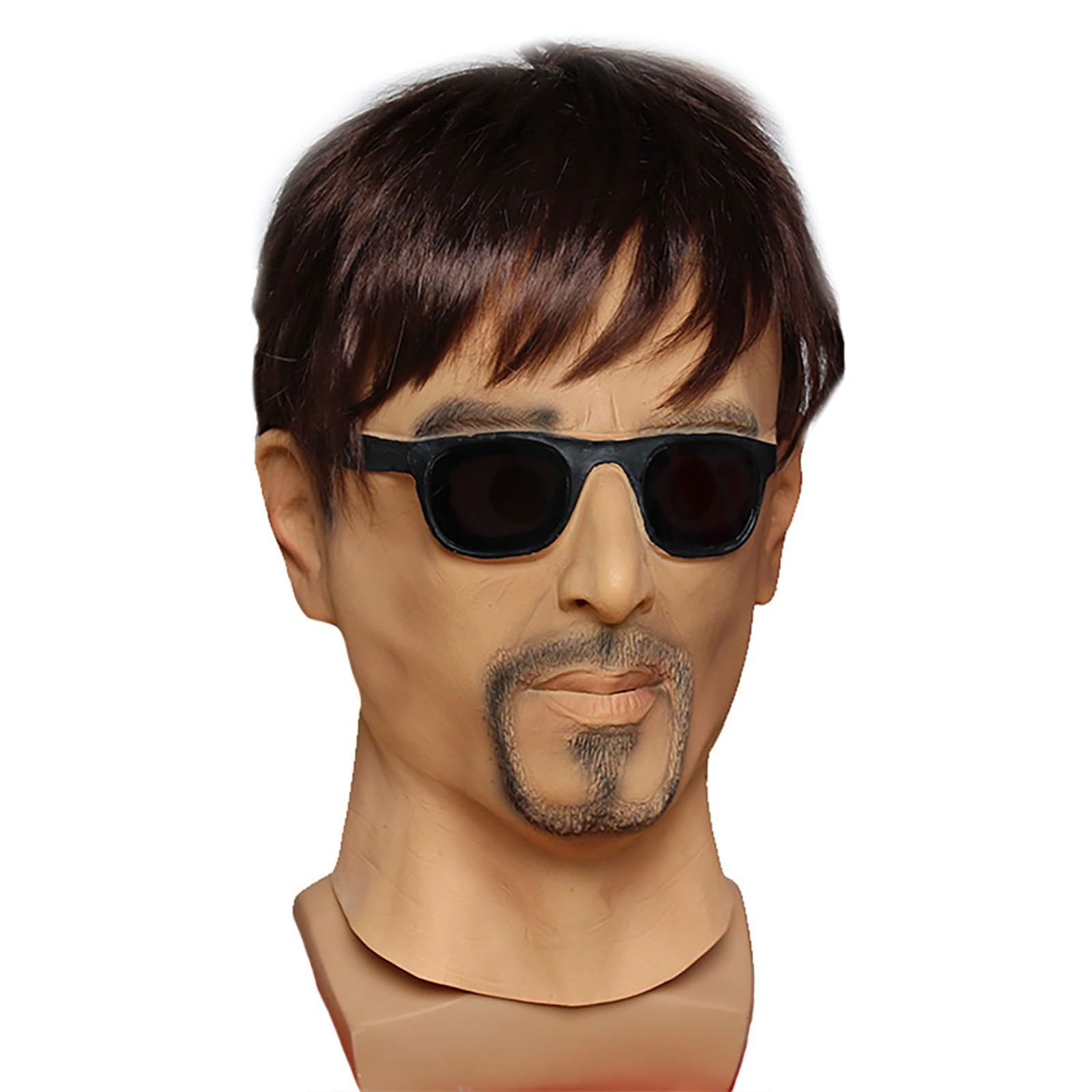 Máscara de silicona realista para hombre joven, cara humana con cabello, accesorios de látex suaves para cosplay, cubierta facial de látex para Halloween
