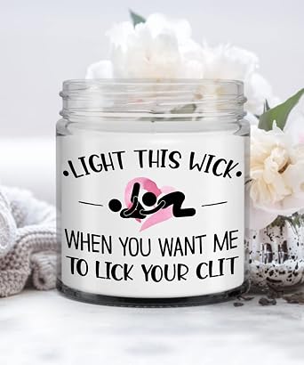 Sex Candle for Her Naughty Anniversary Christmas Valentines Day Idea for Wife Girlfriend Oral Sex Jokes Funny Lick My Clit 9 Oz. Vanilla Scented Soy Wax Candles for Women