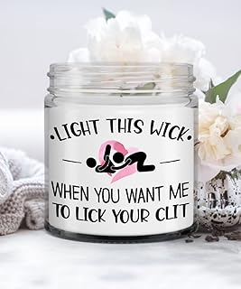 Sex Candle for Her Naughty Anniversary Christmas Valentines Day Idea for Wife Girlfriend Oral Sex Jokes Funny Lick My Clit 9 Oz. Vanilla Scented Soy Wax Candles for Women