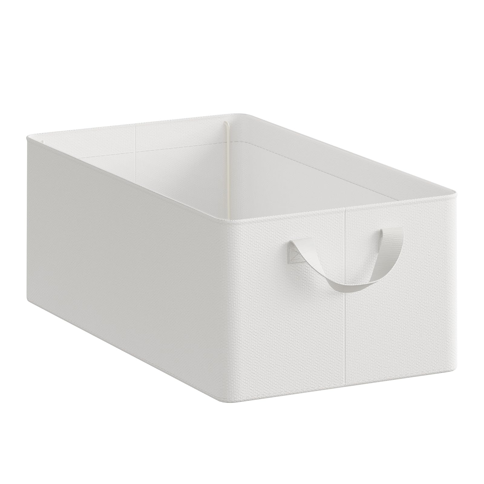 WOLTU Folding Storage Basket Set of 1, Wardrobe Storage Organiser with Handles, Fabric Cube for Clothes and Toys, 26L, White, 47 x 28 x 20 cm, ABB09ws-1-UK