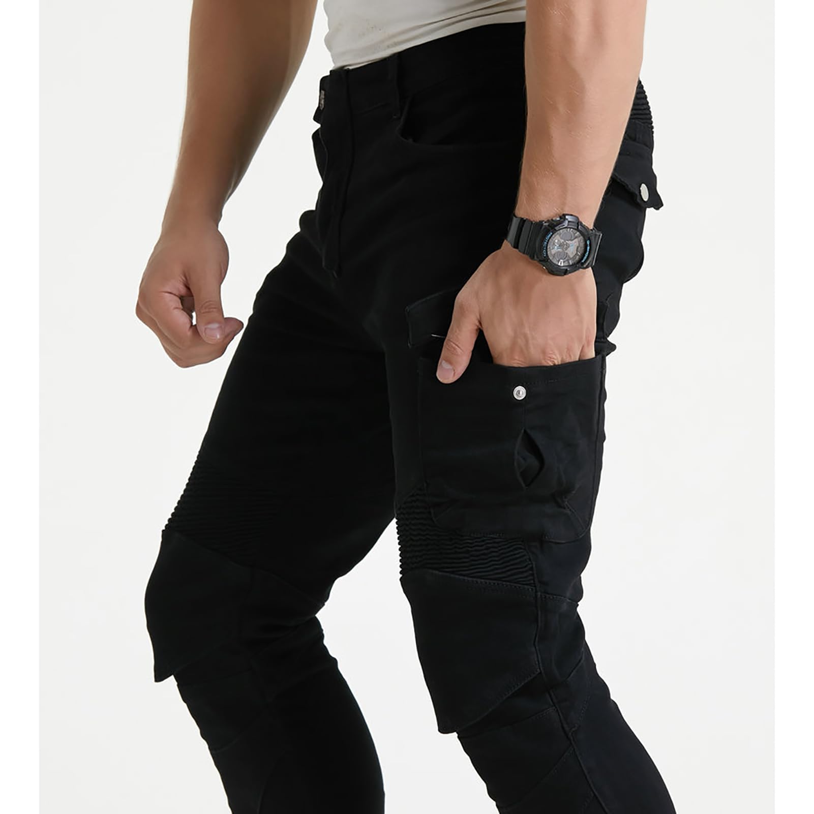 Pantaloni Moto Uomo, Jeans Moto con Protezion CE Livello 2, Realizzati in Traspirante Resistente all'Usura, 4 Stagioni per l'uso Quotidiano e La Guida in Città
