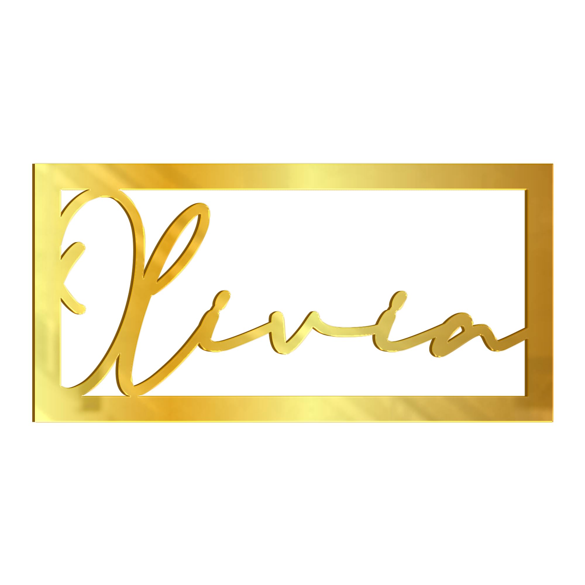 Personalised Wooden Wedding Name Hoop Sign Rectangle Wall Plaque Floral MDF Mirror Decor (Gold Mirror, 25cm)