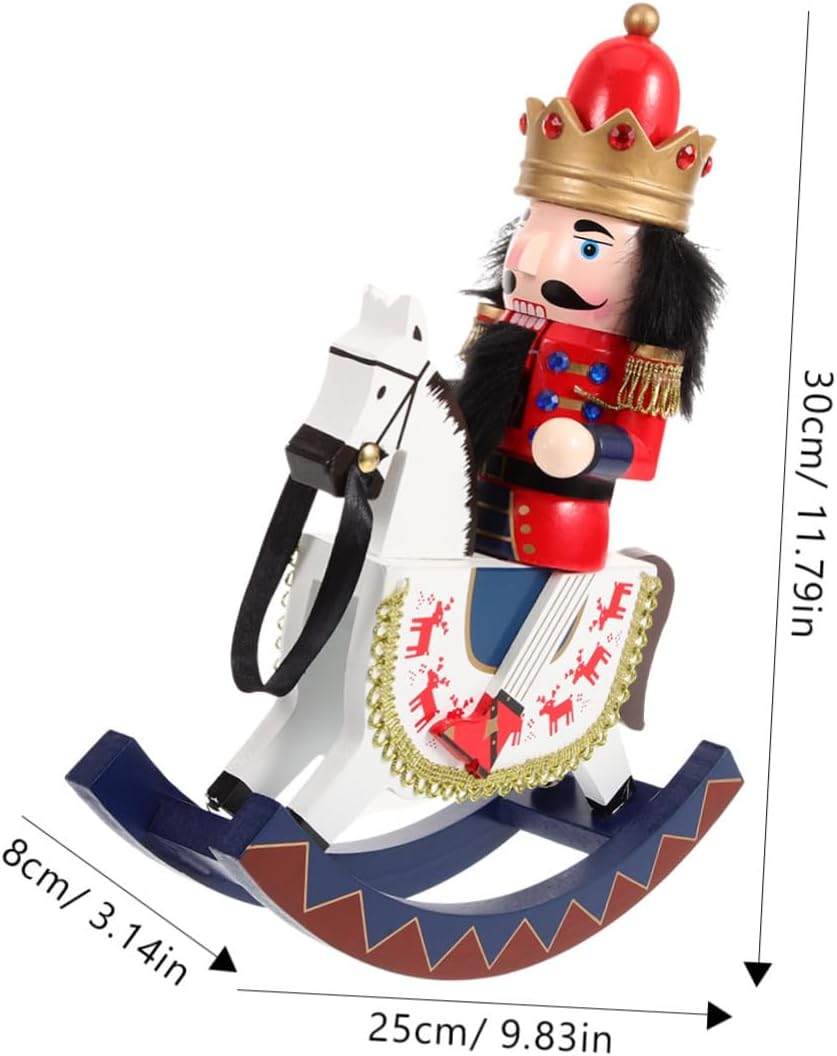 ABOOFAN Wooden Nutcracker Soldier with Horse Figurine Christmas Decoration Traditional Handcrafted Festive Shelf Ornament for Home Office Table Display
