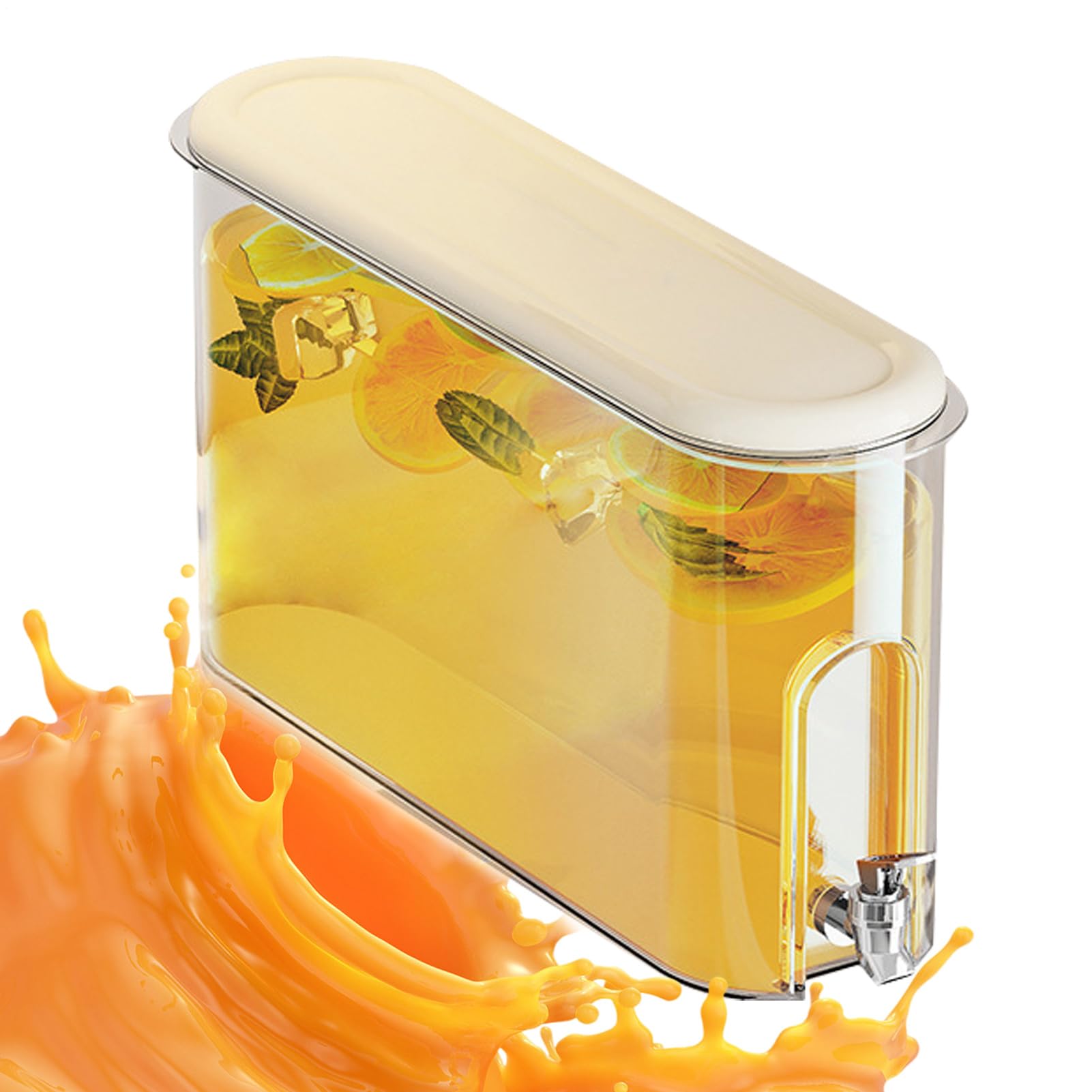 Récipient de boissons au réfrigérateur grand format avec pichet d'eau froide et contenant du jus