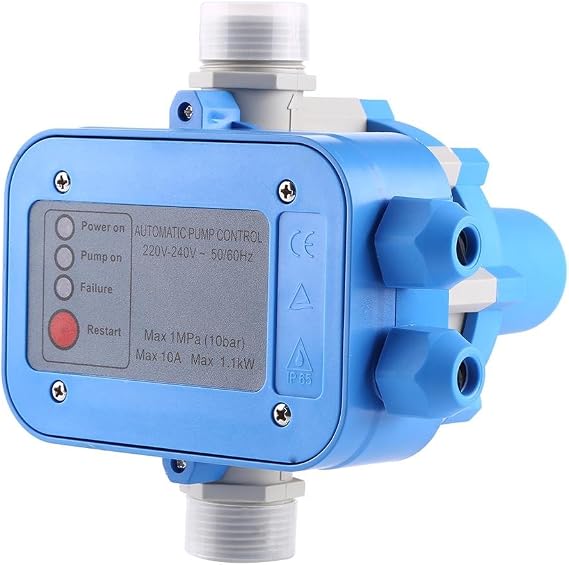 Electronic Intelligent Automatic Controller, 10A 1.1kW Auto On/Off Pump Pressure Switch with Constant Pressure Control, Dry Run Protection for Home Garden Greenhouse Courtyard