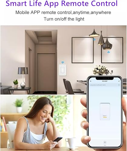 Vista 30 de Nexete Smart Wi-Fi interruptor de pared compatible con Alexa Google Assistant e IFTTT, control remoto, función de sincronización no requiere puerto.