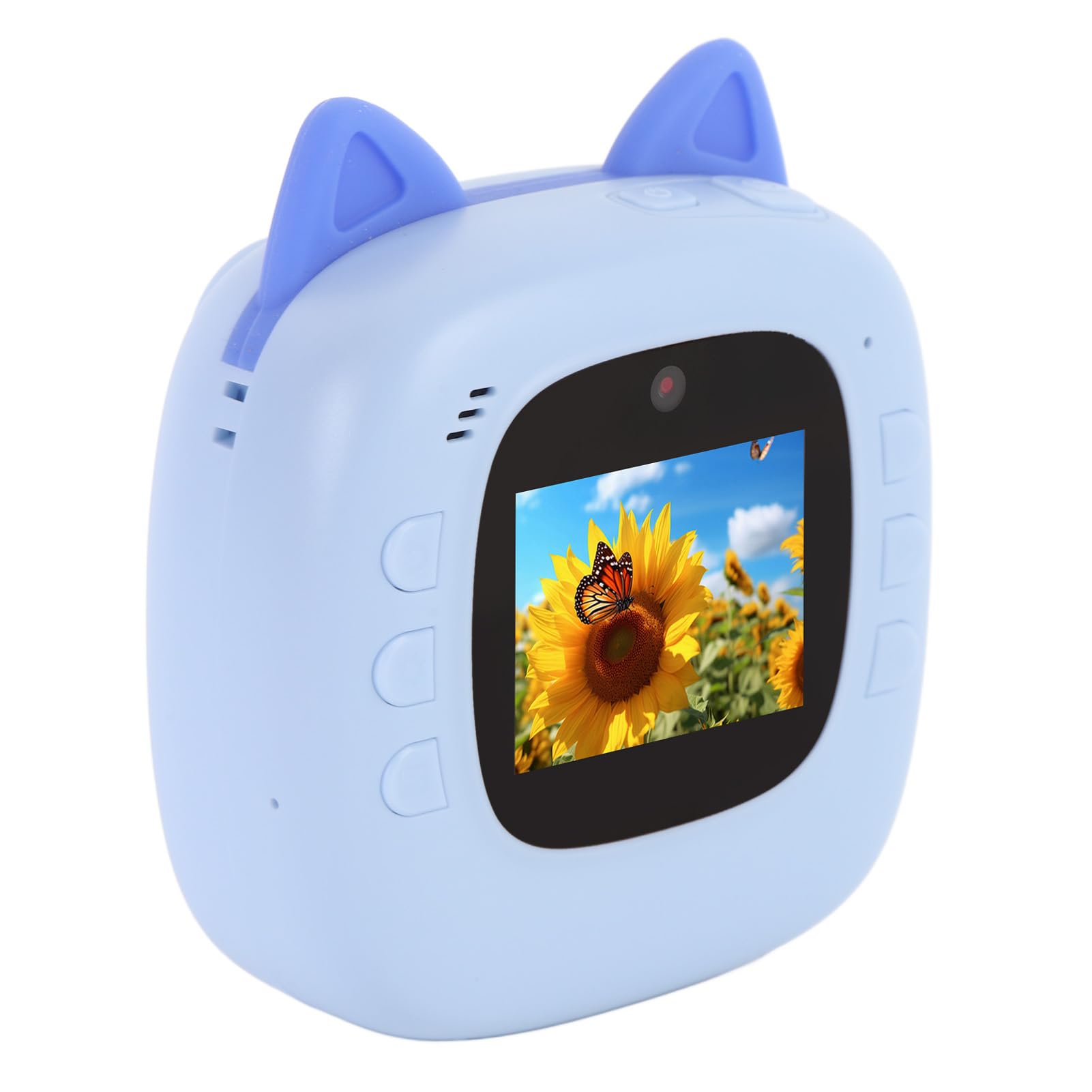 Fotocamera a Doppia Lente da 20MP per Selfie con Fotocamera da Viaggio con Zoom 4x, Schermo da 2 Pollici per Ragazze, 3 Rotoli di Carta da Stampa (BLUE)