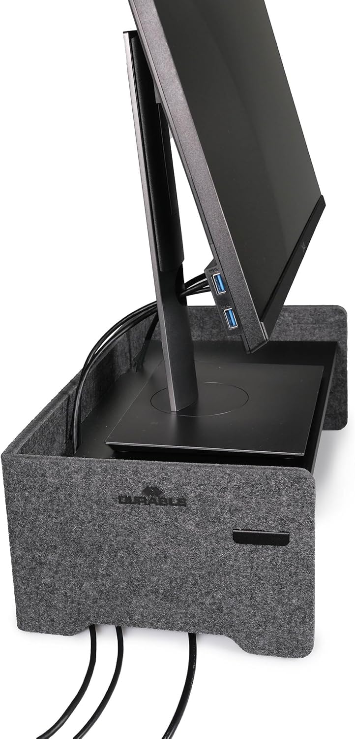 Durable 508158 Supporto per monitor e laptop EFFECT, regolabile in altezza, feltro in PET riciclato al 60%, antracite