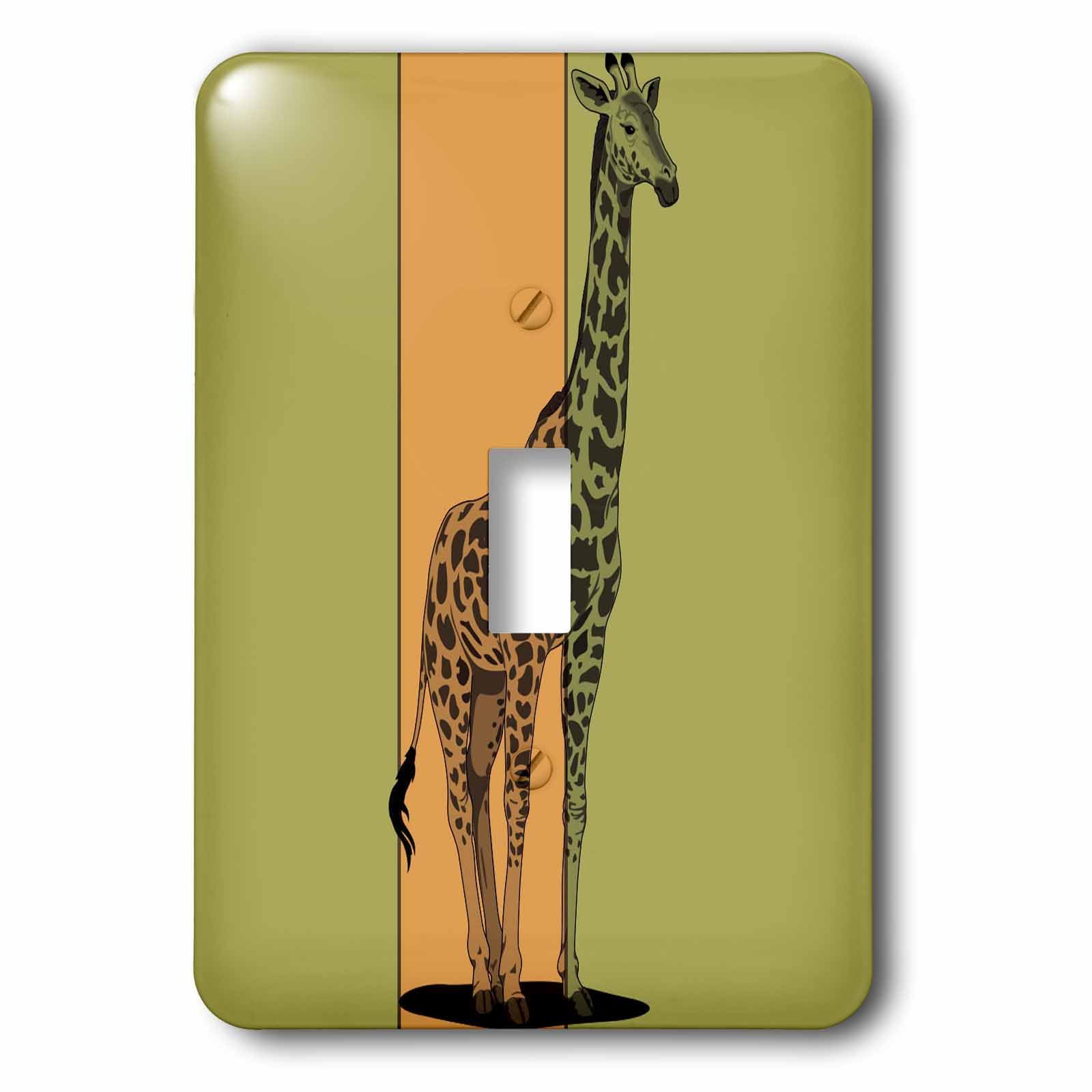 Interrupteur à bascule motif girafe orange et vert pour chambre d'enfant ludique