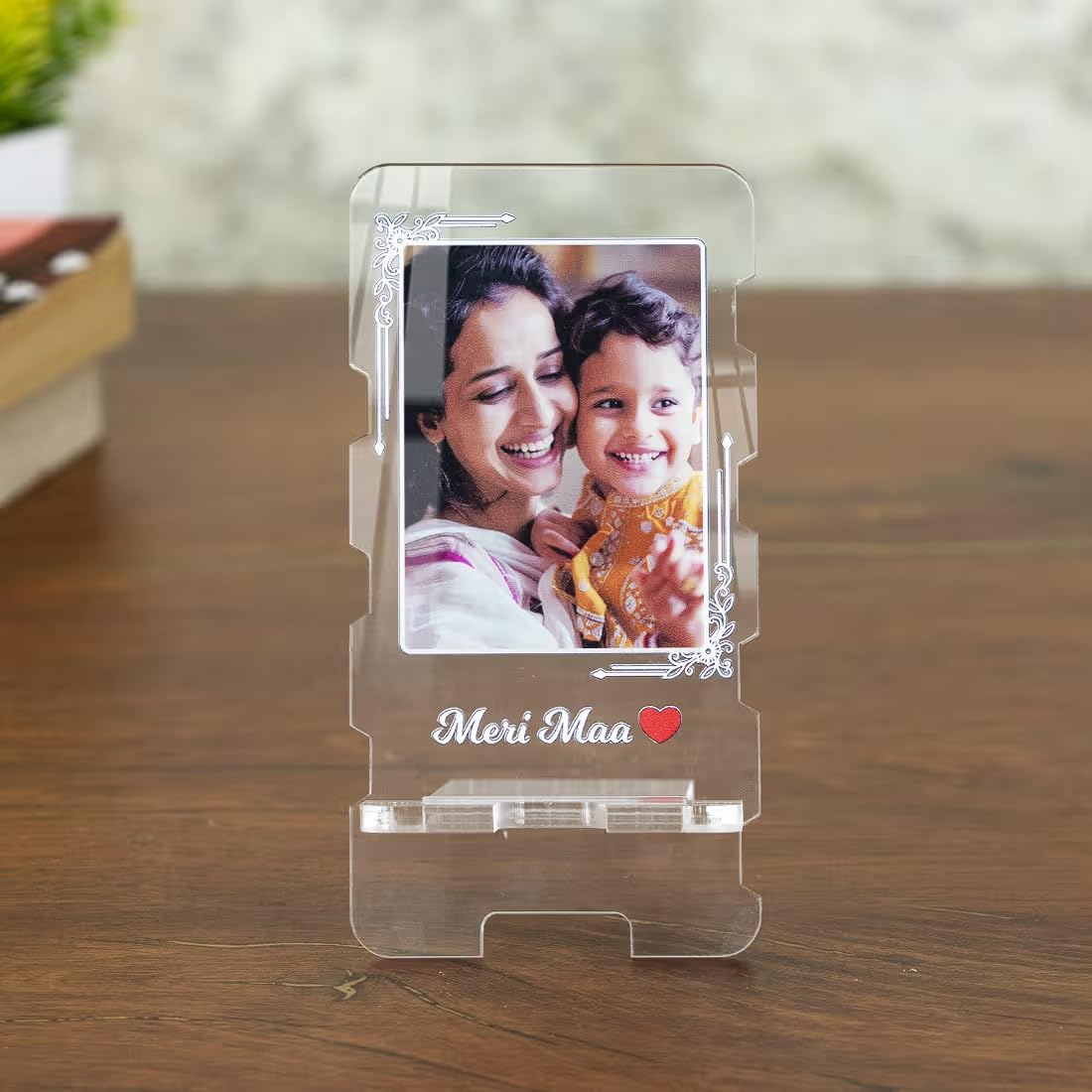 Fashionury Personalised Acrylic Phone Holder Stand | Customisable with Photo & Text | Custom Picture Engraving Clear Sturdy Stand | Mother’s Day Birthday Anniversary for Mother, Family, Husband, Wife-image-10