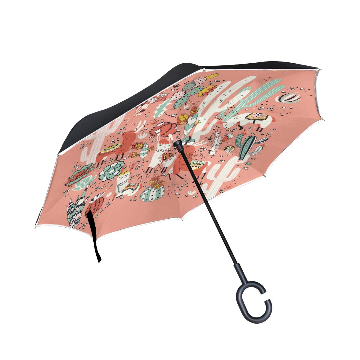 Dinosaur World Paraguas invertido invertido para Autos, Resistente al Viento, a Prueba de Rayos UV, Doble Capa para Mujer, Multicolor 10, Talla única