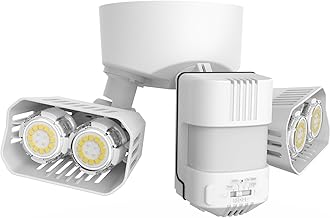 SANSI 28W 3500LM Motion Sensor Outdoor Lights, Flood Lights Outdoor Motion Sensor Security Lights Detector with 4 Mode 350W Equiv 5000K, IP65 Waterproof for Soffit, Garage, Yard (White) Hardwired