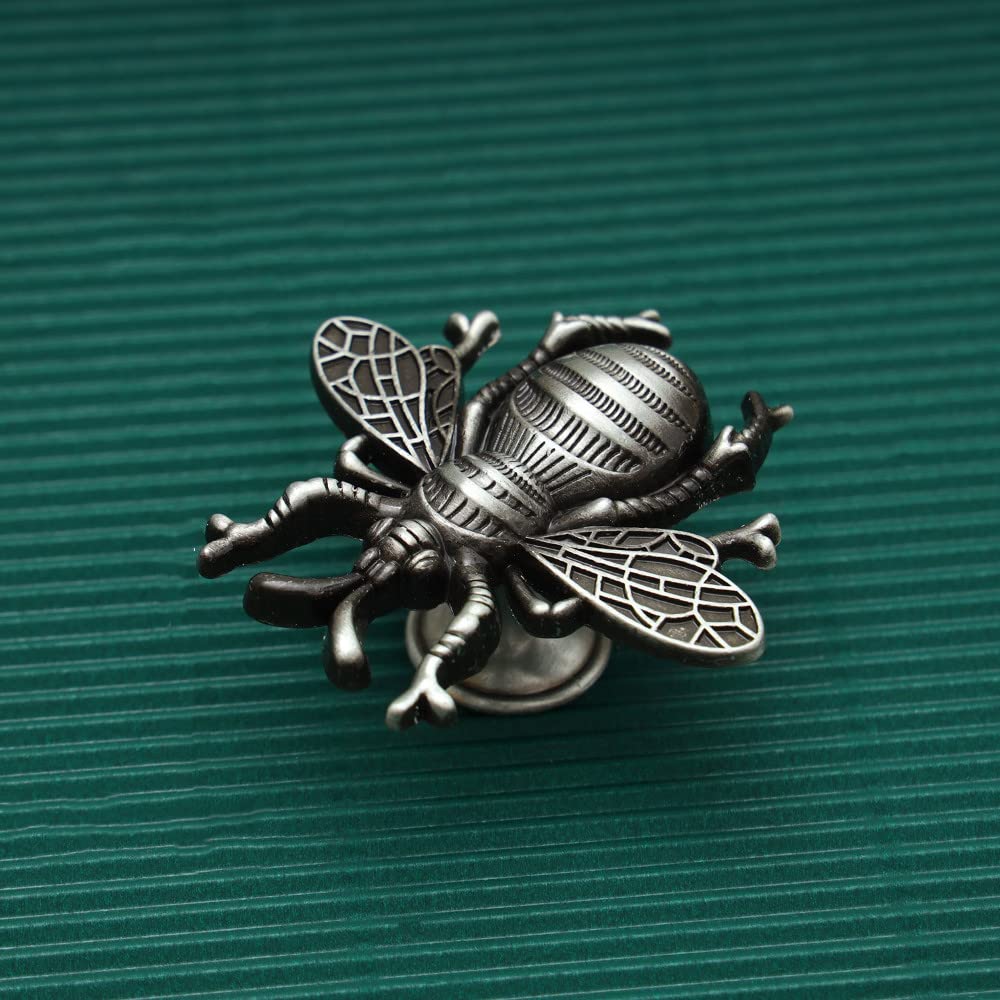 Poignées de tiroir en alliage de zinc vieil argent style vintage abeilles