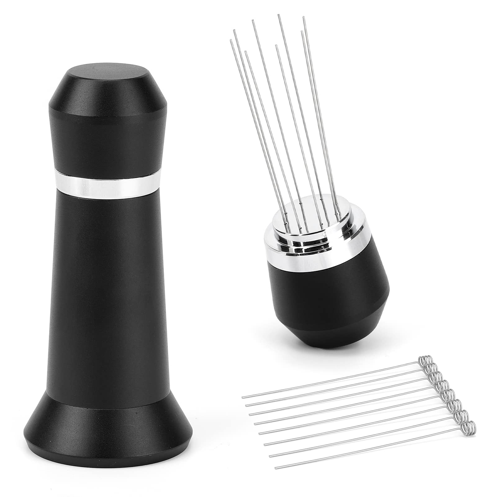 WDT Tool Coffee Stirrers - Aluminium Alloy Coffee Distributor with Stand Holder, 0.3mm Stainless Steel 16 Removable Needles Wdt Tool for Espresso Stirring Distribution (8 Needle + 8 Replacement)