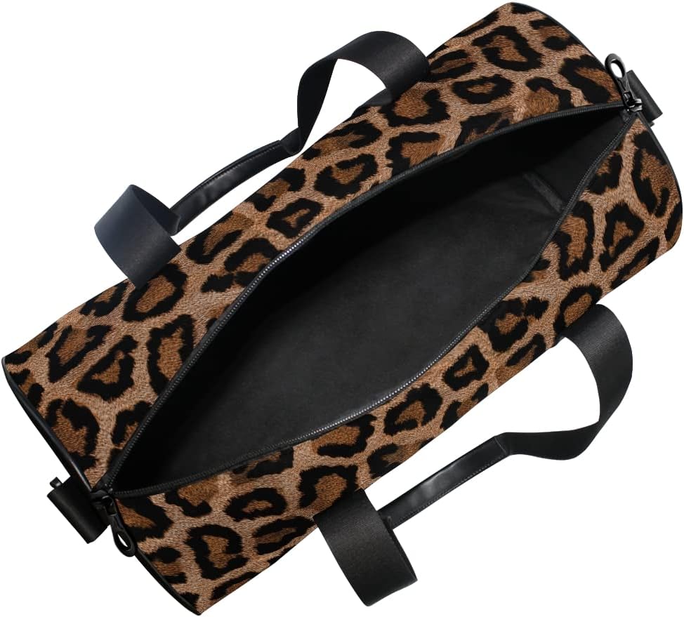 Gym Sports Dance Travel Duffel Bag Leopard Print Luggage Bag for Weekender Sports Vacation - Image 5