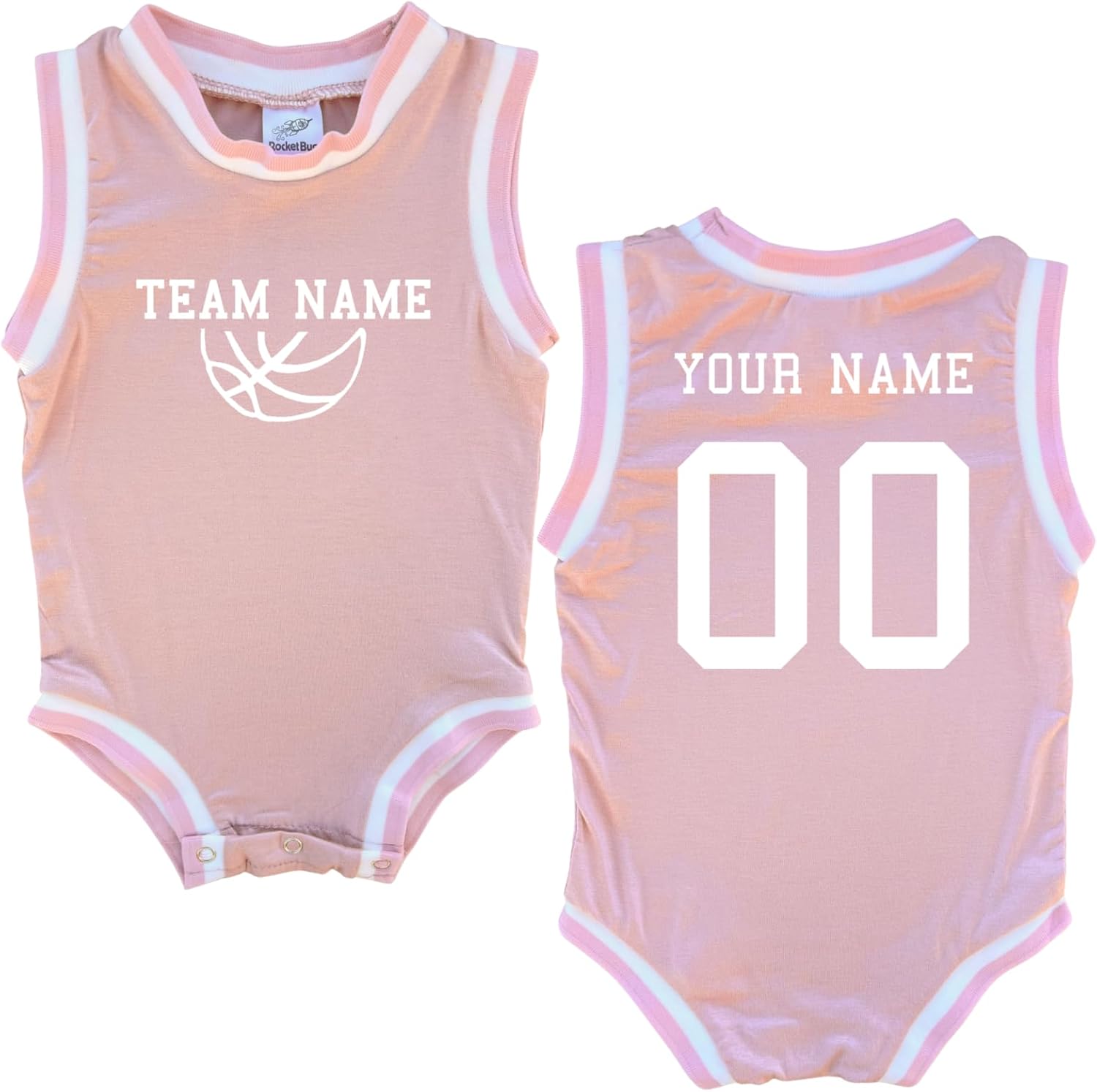 Rocket Bug Custom Sleeveless Basketball TEAM Sport Jersey for Babies - Personalized with Name & Number-FRONT and BACK