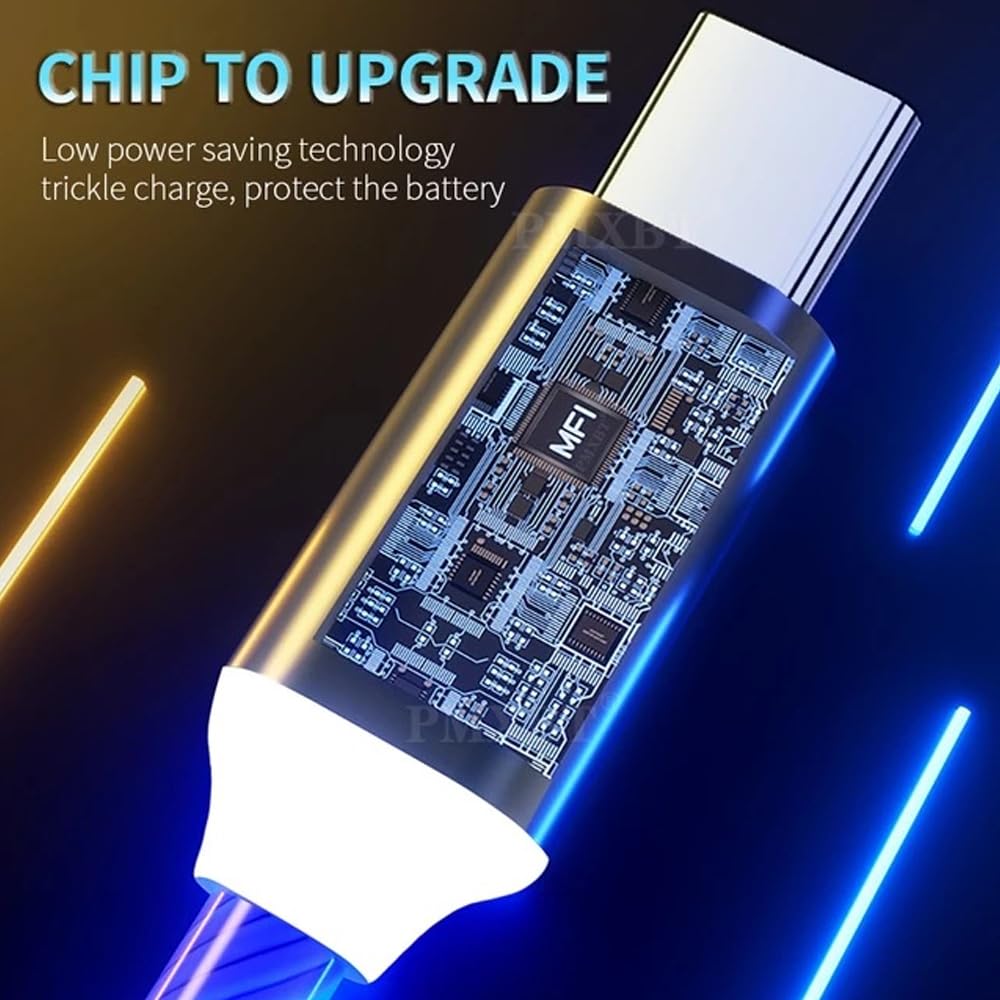 Leuchtendes USB Typ C Datenkabel 5A Schnellladekabel Datenkabel Schnellladekabel Leuchtendes LED Datenkabel Kompatibel mit Samsung Galaxy S24,S24+,S22,S23FE,Z Fold5,Z Flip 5,A25,A15,A05s (Blau, 0,9 m)