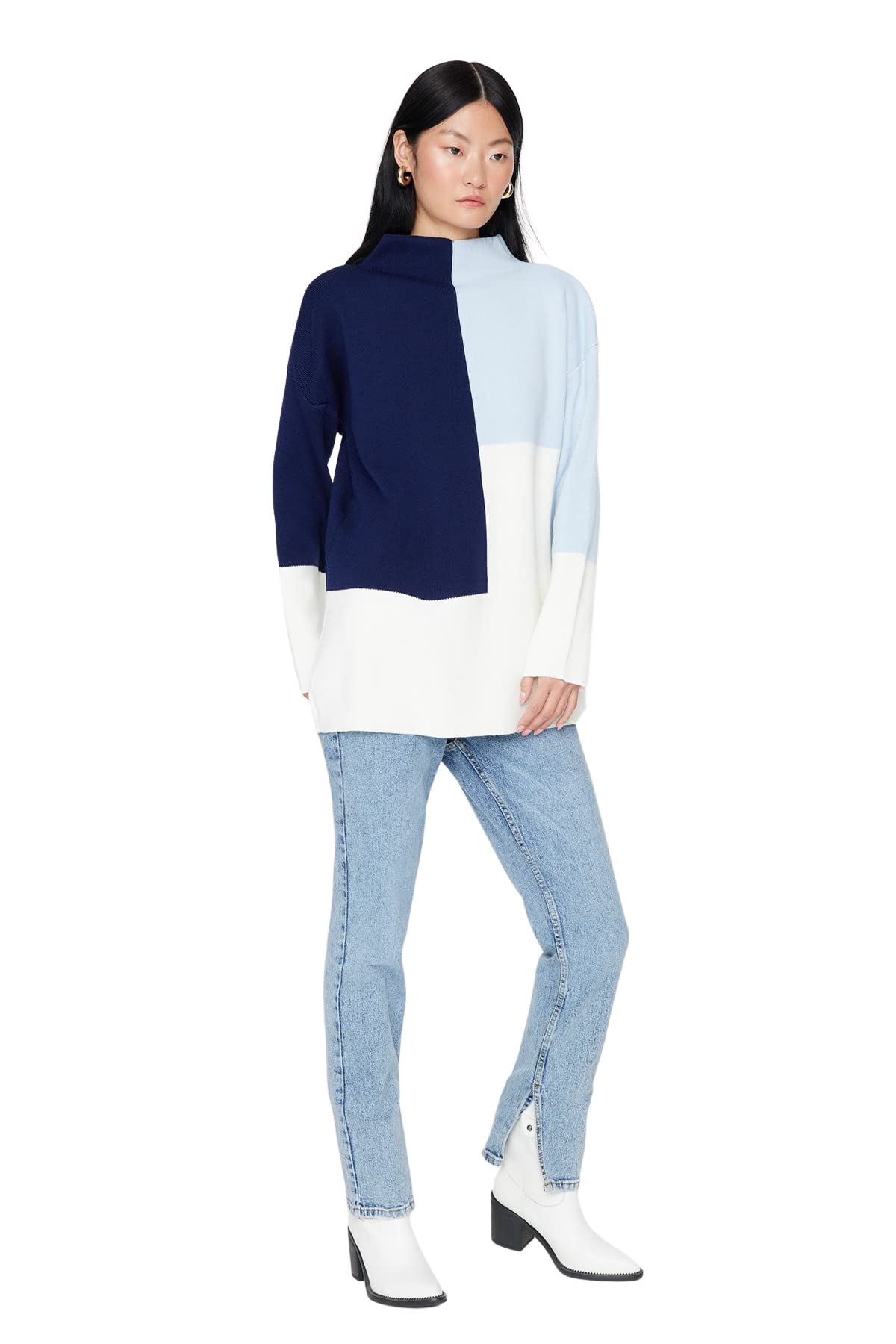 Trendyol Jersey - Azul - Casual Suéter Mujer (Pack de 1)