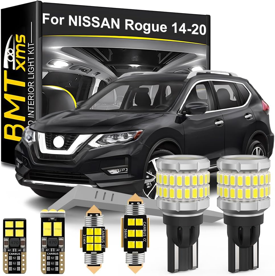 Product image of BMT xms LED Interior Light Kit Replacement for Nissan Rogue T32 2014-2020 + 912 LED Backup Reverse Light, 6000K Bright White Interior LED Bulb, 9 Pieces