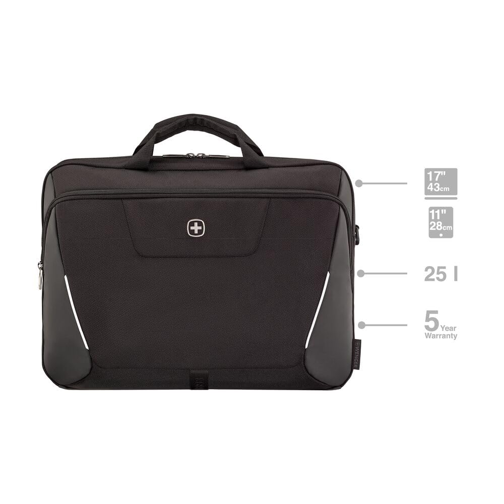 Wenger, XE Brief 17, 17" Laptop Briefcase with Tablet Pocket, Black, Rete digitale, 15,6", Casual