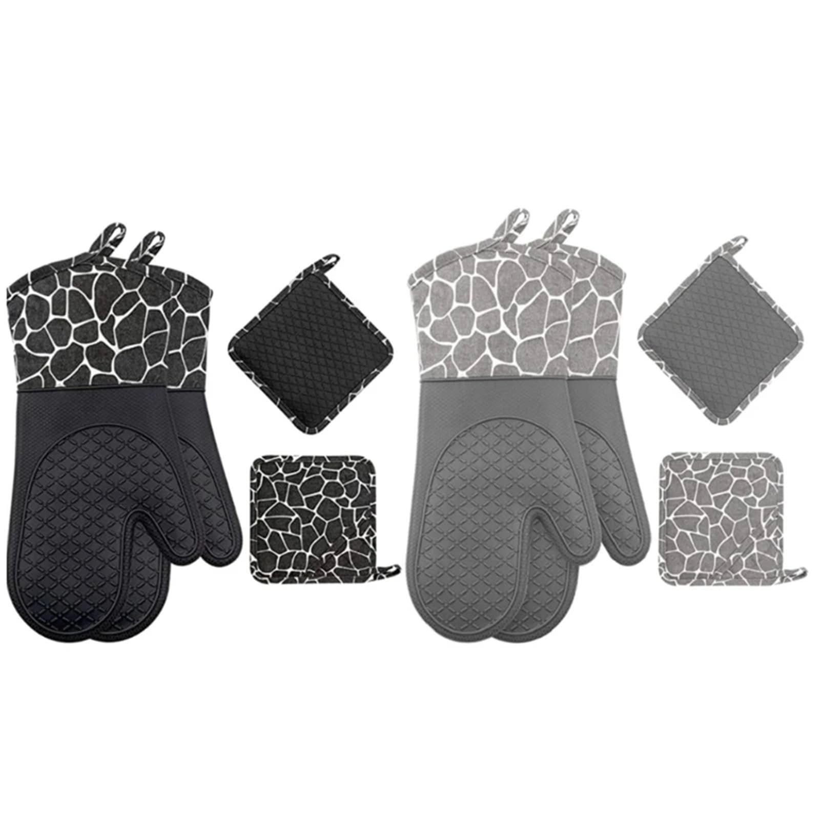 Professionelle Silikon-Ofenhandschuhe, leicht zu reinigen, hitzebeständige Handschuhe, Grillhandschuh, universelle Backhandschuhe for Küchenaufgaben(Gray)
