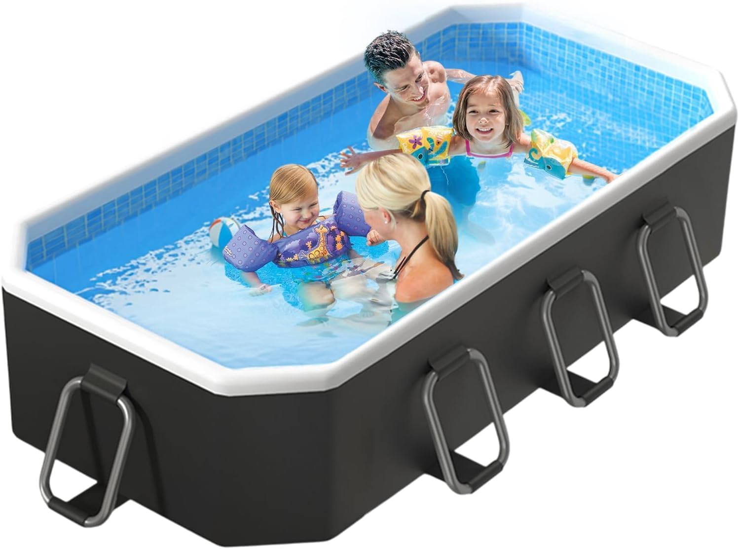 Jessie Foldable Pool for Kids and Adults Non InflatableFrame Outdoor Swimming Pool Blue Kiddie Pools Thickened Support Dog Above Ground Garden Backyard (102.36 in)