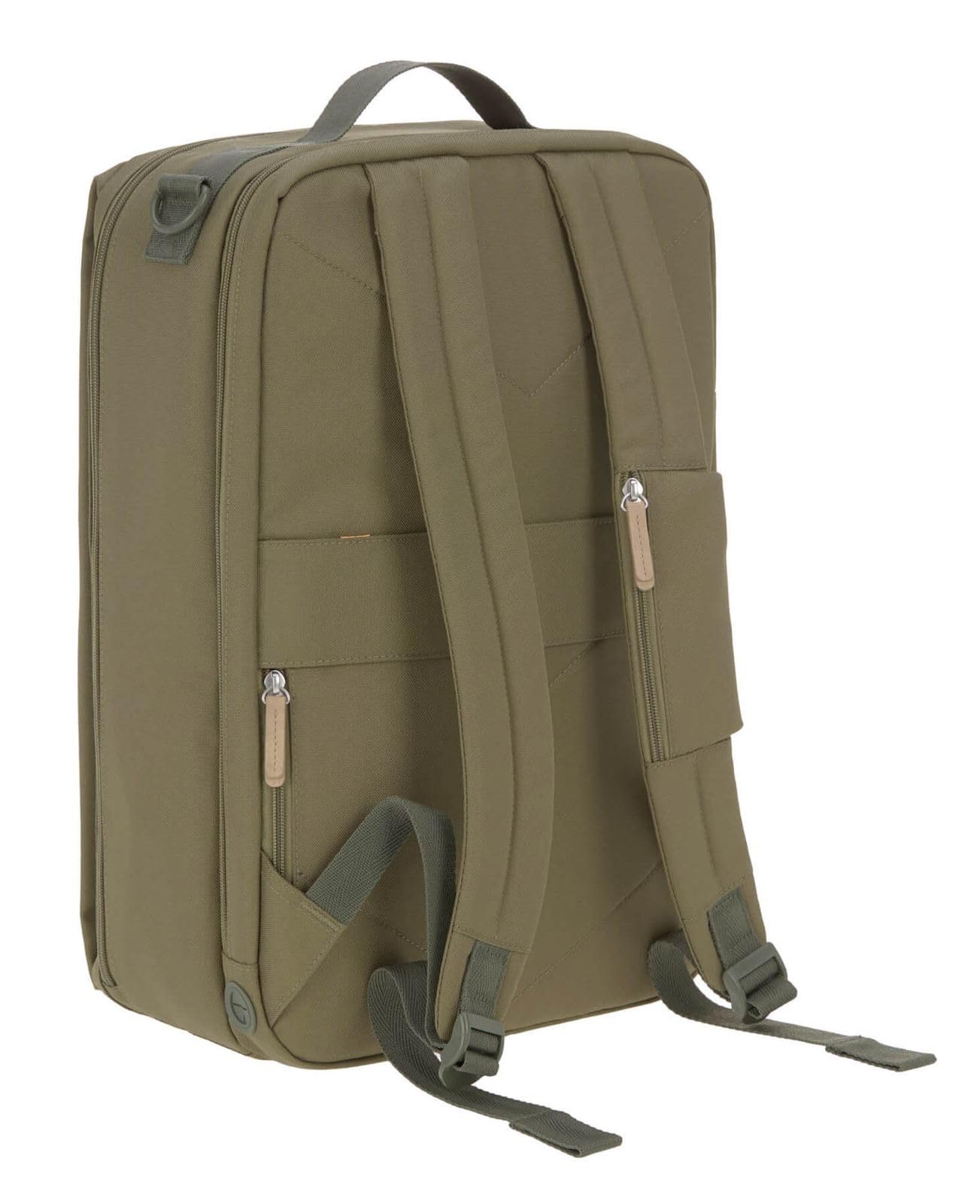LÄSSIG Baby Wickelrucksack mit Wickelunterlage, Kinderwagenbefestigung, Flaschenwärmer wasserabweisend nachhaltig produziert/Green Label Tidy Talent Backpack olive