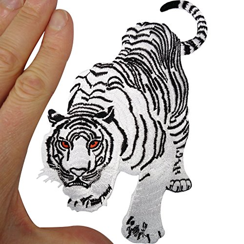 Écusson brodé à coudre ou à thermocoller Motif tigre blanc